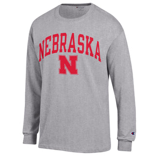 Nebraska Arch Over N Champion Basic Long Sleeve - Oxford