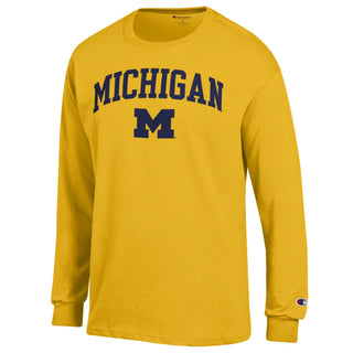 Michigan Arch Logo Champion Long Sleeve - Yellow