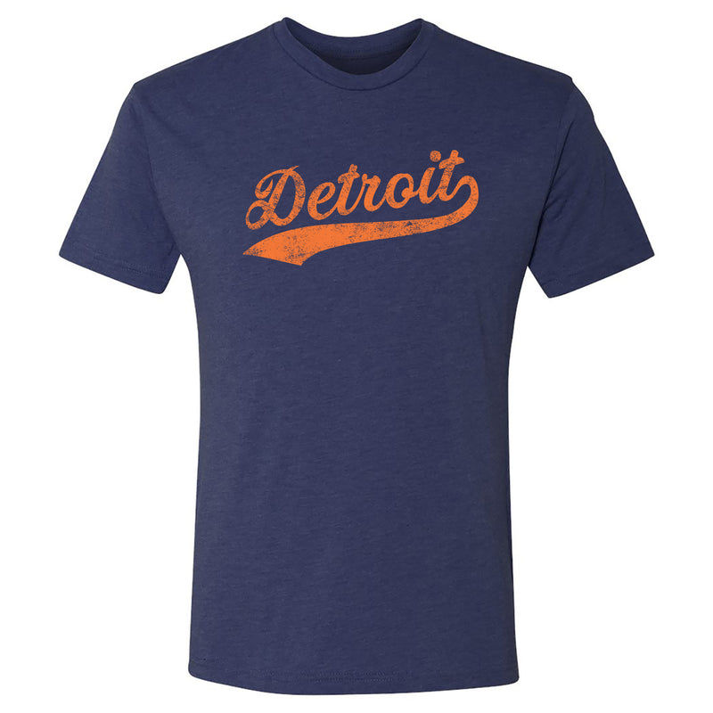 Detroit Baseball Script Triblend T-Shirt - Vintage Navy