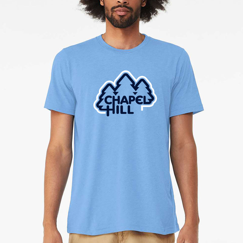 Chapel Hill Trees Canvas Triblend T-Shirt - Solid Carolina Blue