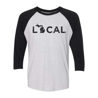 MI Local 3/4 Sleeve Raglan T-Shirt - Heather White/Vintage Black