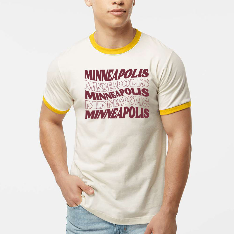 Minneapolis Twist Ringer Tee - White/Yellow