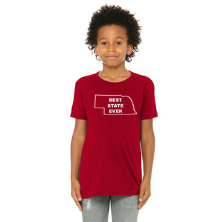 Nebraska Best State Ever Jersey Youth T-Shirt - Red