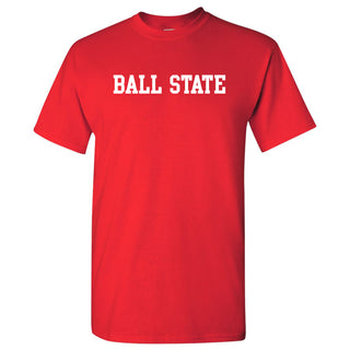 Ball State University Cardinals Basic Block Short Sleeve T Shirt - Red