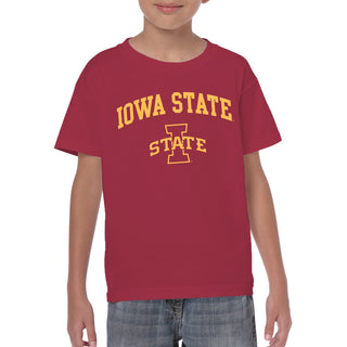 Iowa State University Cyclones Arch Logo Youth Short Sleeve T Shirt - Cardinal