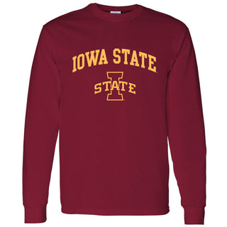 Iowa State University Cyclones Arch Logo Long Sleeve T Shirt - Cardinal