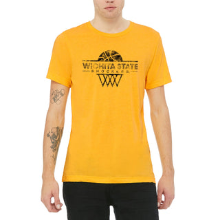 Wichita State University Shockers Oblique Hoop Canvas Triblend Short Sleeve T-Shirt - Yellow Gold