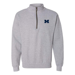 Primary Logo Left Chest University of Michigan Basic Quarter Zip Sweatshirt - Sport Grey