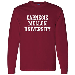 Carnegie Mellon University Tartans Basic Block Long Sleeve T Shirt - Cardinal Red