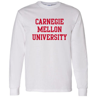 Carnegie Mellon University Tartans Basic Block Long Sleeves T Shirt - White