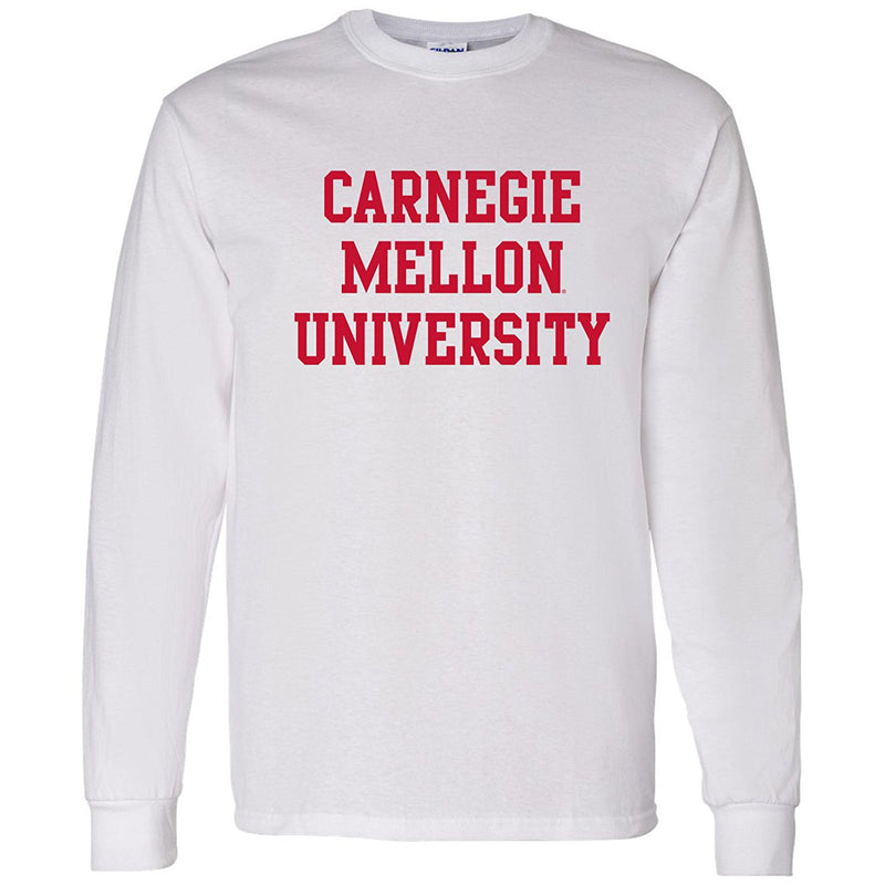 Carnegie Mellon University Tartans Basic Block Long Sleeves T Shirt - White