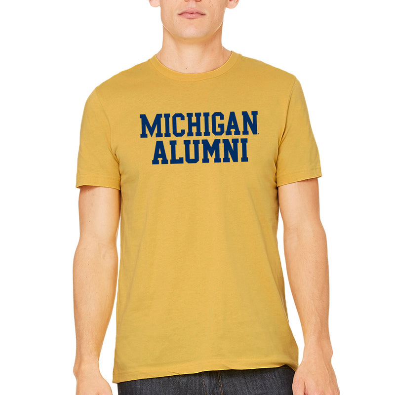 Basic Block Alumni University of Michigan Canvas Jersey Short Sleeve T Shirt - Maize