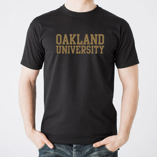 Oakland University Golden Grizzlies Basic Block Short Sleeve T Shirt - Black