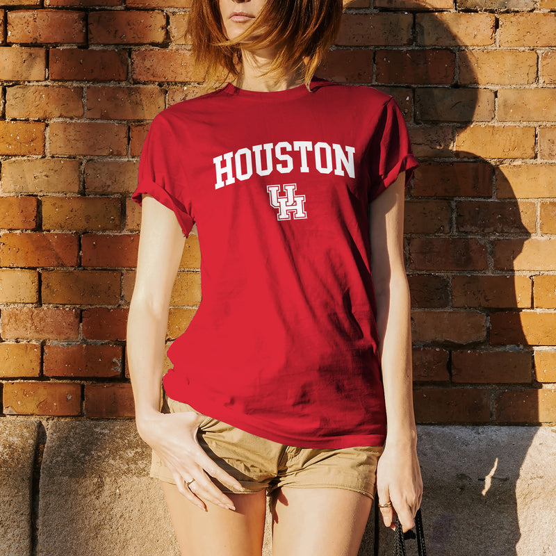 University of Houston Cougars Arch Logo Short Sleeve T Shirt - Red