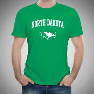 University of North Dakota Fighting Hawks Arch Logo Short Sleeve T Shirt - Irish Green