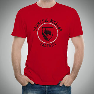 Carnegie Mellon University Tartans Circle Logo Short Sleeve T Shirt - Red