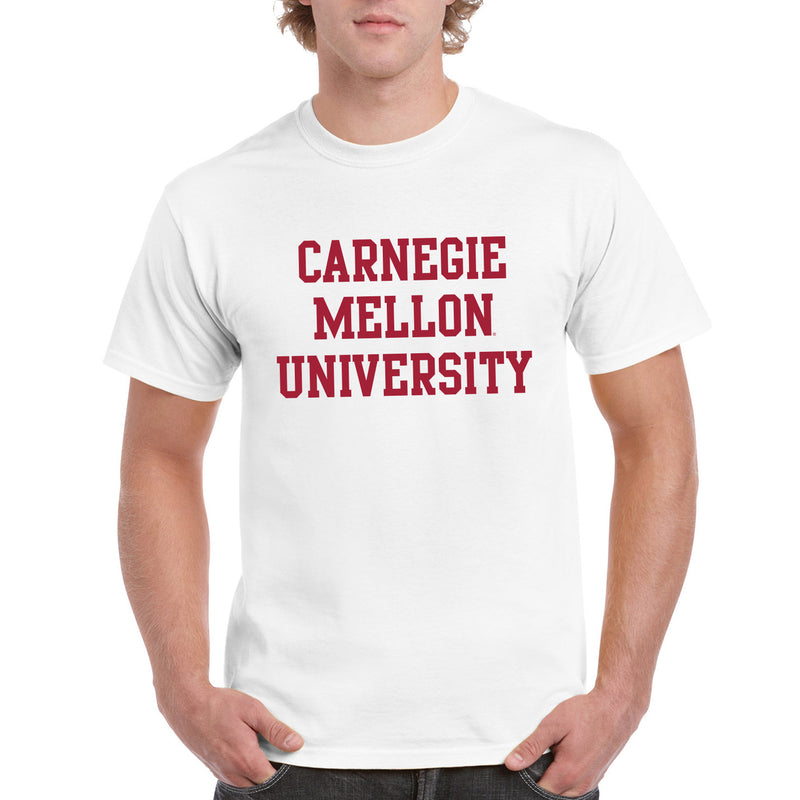 Carnegie Mellon University Tartans Basic Block Short Sleeve T Shirt - White