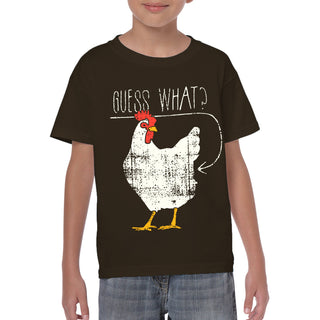 Guess What? Chicken Butt: Funny Graphic T-Shirt - YOUTH - Dark Chocolate