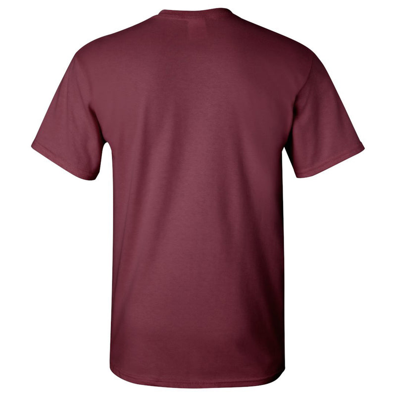 University of Chicago Maroons Distressed Circle Logo Basic Cotton Short Sleeve T Shirt - Maroon