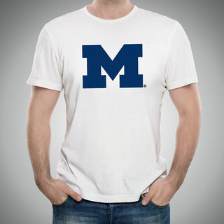 Primary Logo University of Michigan Basic Cotton Short Sleeve T Shirt - White