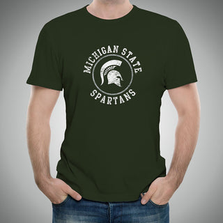 Michigan State University Spartans Distressed Circle Logo Short Sleeve T Shirt - Forest Green