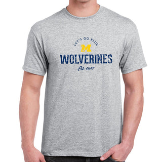 Estimated Arch University of Michigan Basic Cotton Short Sleeve T Shirt - Sport Grey