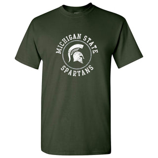 Michigan State University Spartans Distressed Circle Logo Next Level Short Sleeve T Shirt - Forest