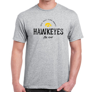 University of Iowa Hawkeyes Established Arch Short Sleeves T Shirt - Sport Grey