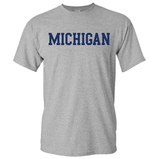 Basic Block University of Michigan Basic Cotton Short Sleeve T Shirt - Sport Grey