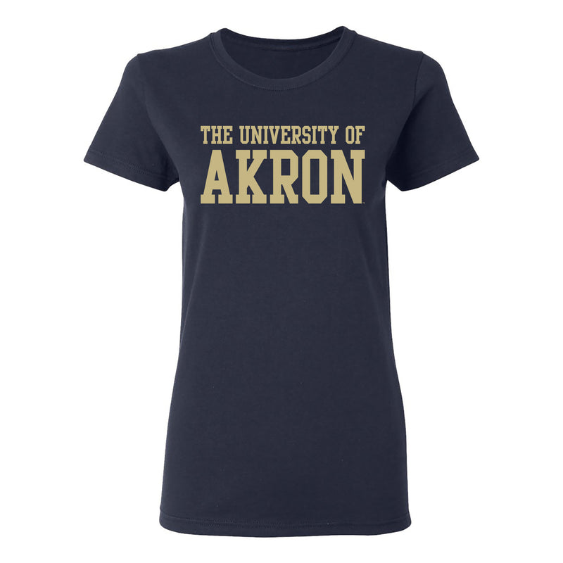 Akron Zips Basic Block Women's T Shirt - Navy