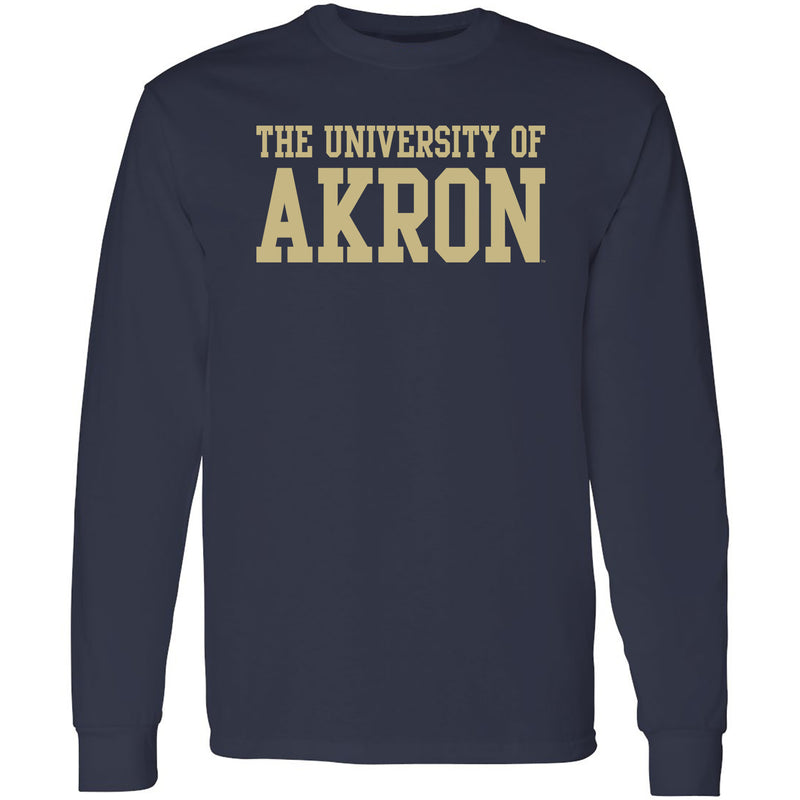 Akron Zips Basic Block Long Sleeve T Shirt - Navy