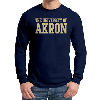 Akron Zips Basic Block Long Sleeve T Shirt - Navy