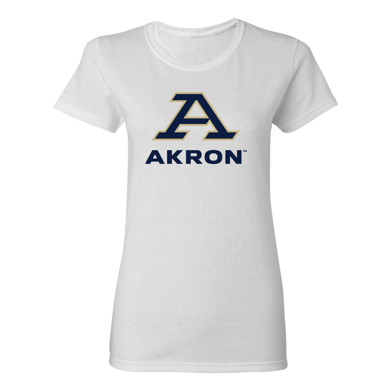 Akron Zips Primary Logo Womens T Shirt - White