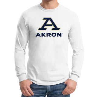 Akron Zips Primary Logo Long Sleeve T Shirt - White