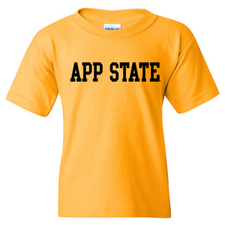 Appalachian State University Mountaineers Basic Block Cotton Youth T-Shirt - Gold