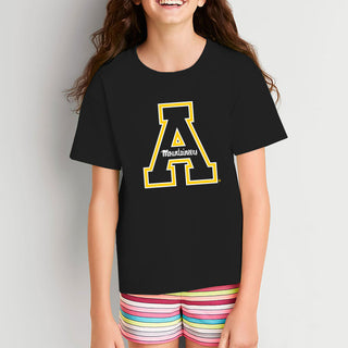Appalachian State University Mountaineers Primary Logo Cotton Youth T-Shirt - Black