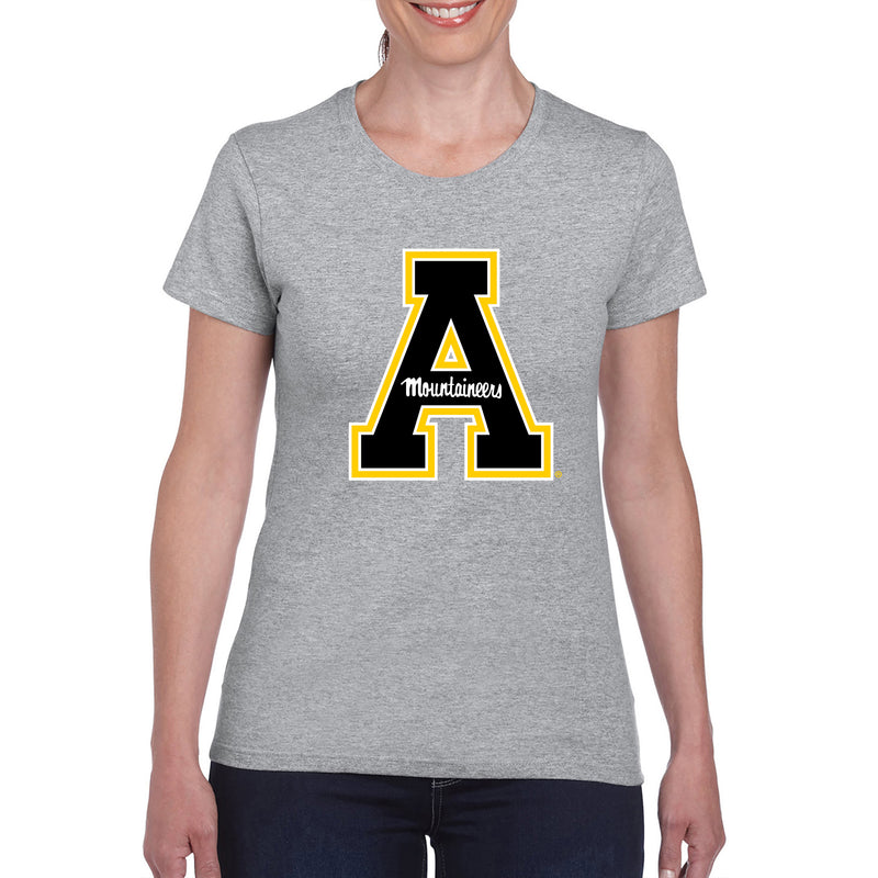 Appalachian State University Mountaineers Primary Logo Cotton Women's T-Shirt - Sport Grey