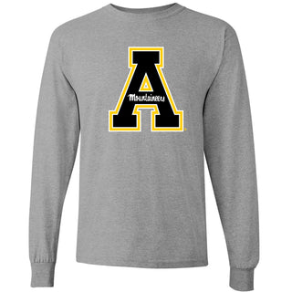 Appalachian State University Mountaineers Primary Logo Cotton Long Sleeve T-Shirt - Sport Grey