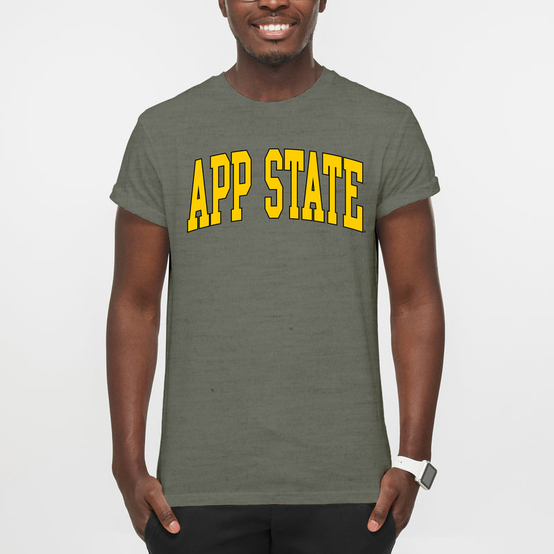 App State Mountaineers Mega Arch T-Shirt - Heather Military