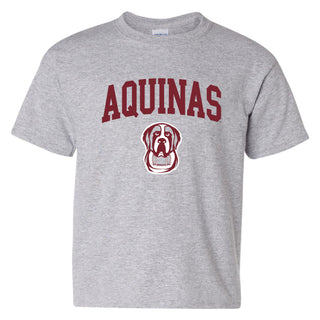 Aquinas College Saints Arch Logo Basic Cotton Youth Short Sleeve T Shirt - Sport Grey