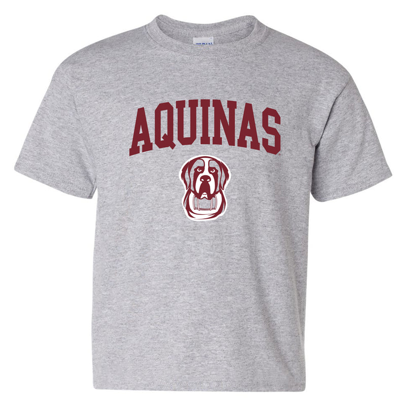 Aquinas College Saints Arch Logo Basic Cotton Youth Short Sleeve T Shirt - Sport Grey