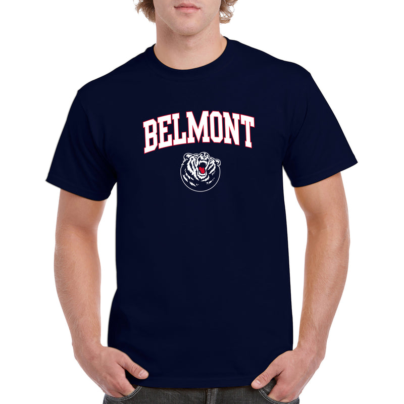 Belmont University Bruins Arch Logo  Basic Cotton Short Sleeve T Shirt - Navy