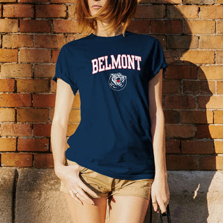 Belmont University Bruins Arch Logo  Basic Cotton Short Sleeve T Shirt - Navy