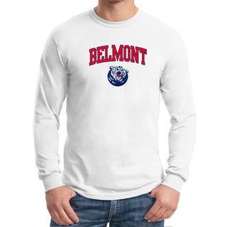 Belmont University Bruins Arch Logo  Basic Cotton Long Sleeve T-Shirt - White