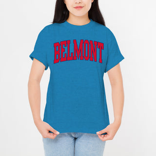 Belmont Bruins Mega Arch T-Shirt - Heather Sapphire