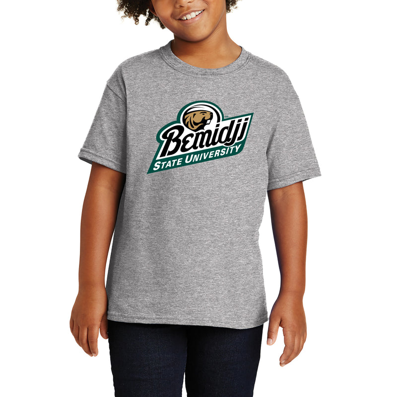 Bemidji State Beavers Primary Logo Youth T Shirt - Sport Grey