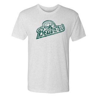 Bemidji State Beavers Script Logo Triblend T Shirt - Heather White