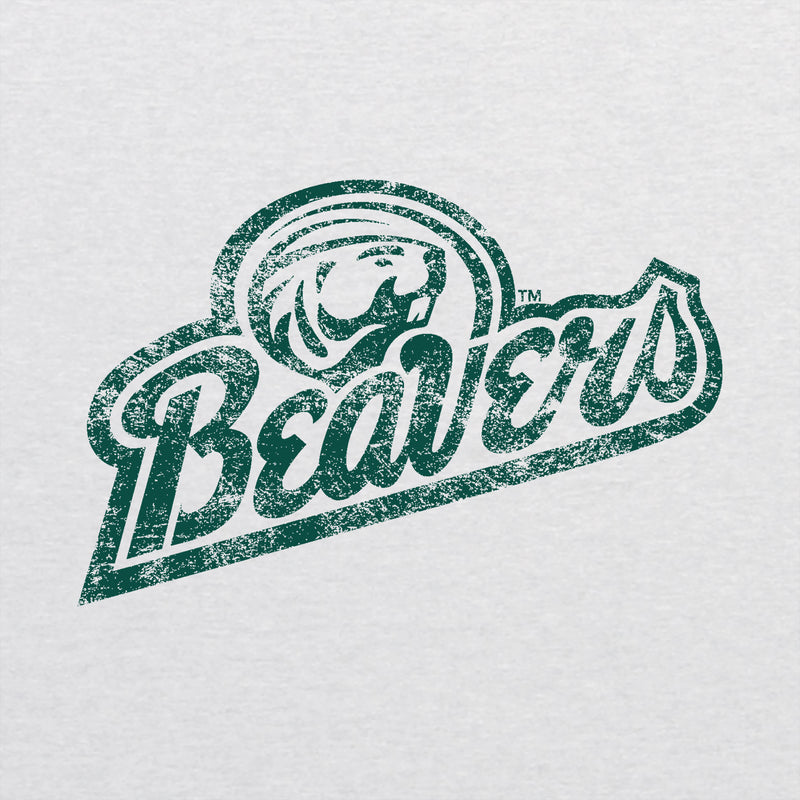 Bemidji State Beavers Script Logo Triblend T Shirt - Heather White