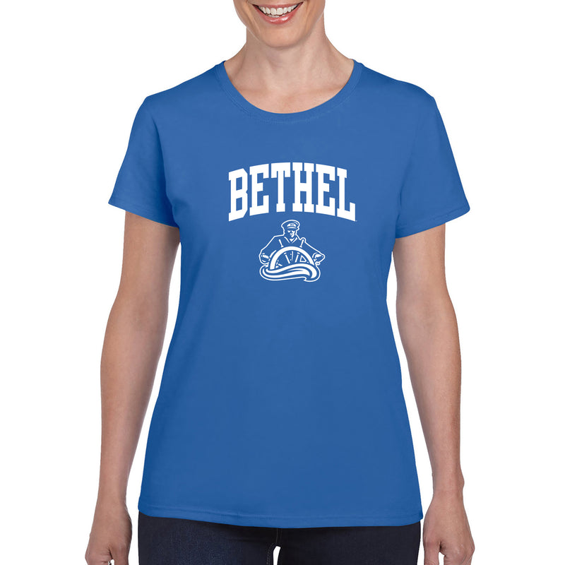 Bethel University Pilots Arch Logo Women's Short Sleeve T Shirt - Royal