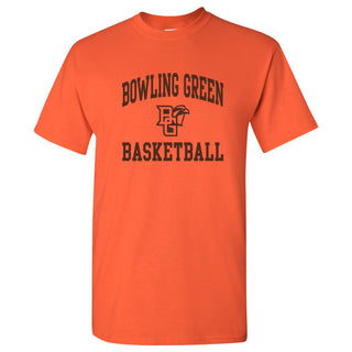 Bowling Green State University Falcons Arch Logo Basketball Basic Cotton Short Sleeve T Shirt - Orange